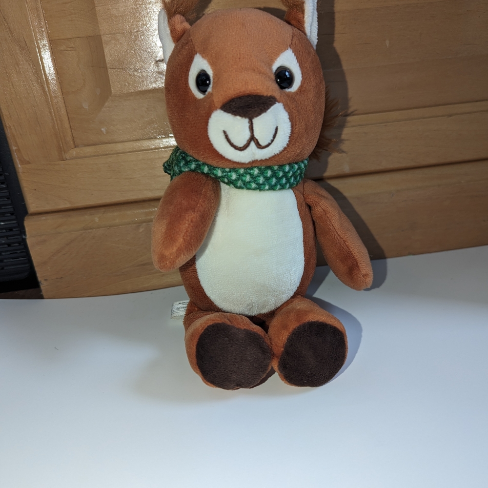 Kinder Surprise Brown Squirrel Plush with Green Scarf